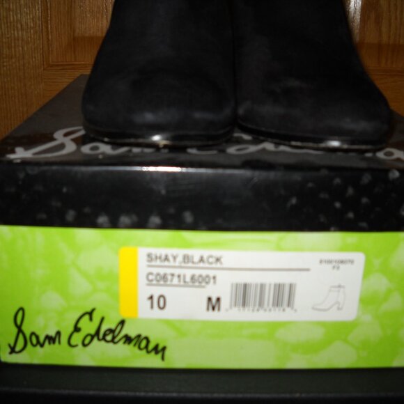 Sam Edelman Shay Women Leather Ankle Black Boots Block Heel - Picture 3 of 6